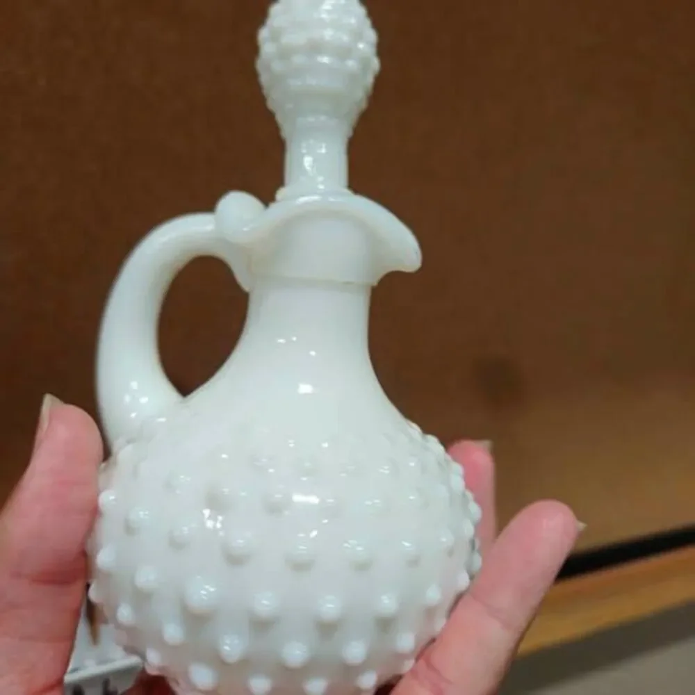 Vintage Avon Milk Glass Hobnail Cruet Bottle with Stopper